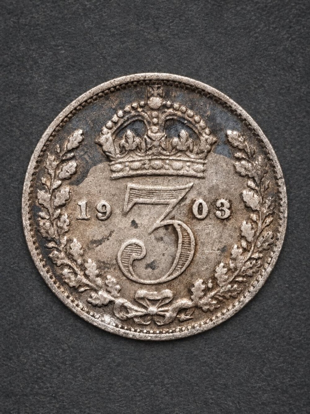 1903 Great Britain Threepence 3 Pence Edward VII Sterling Silver KM#797